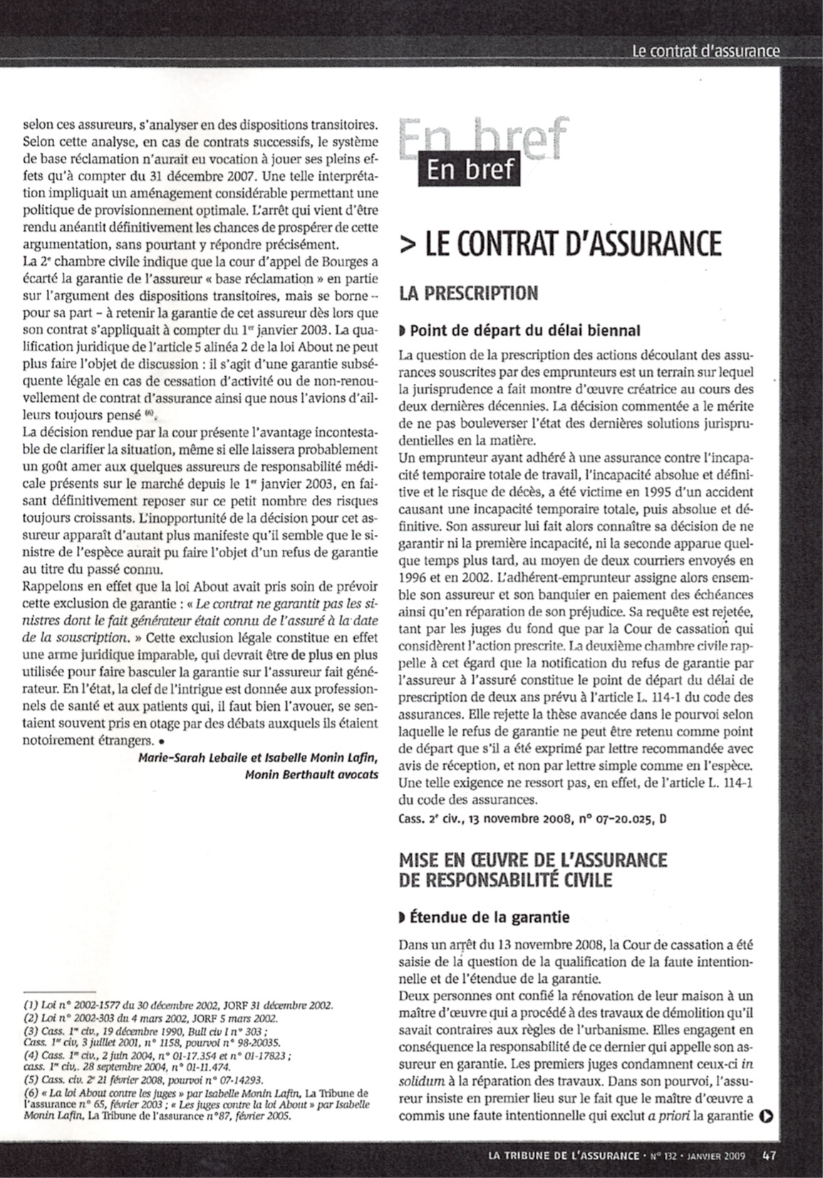 MSL avocats - Marie-Sarah Lebaile avocat Paris Droit des assurances